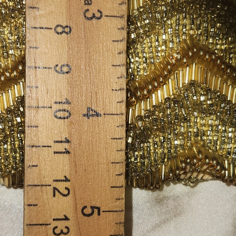 Vintage 60's Gold Hand Beaded Seed Bead Purse Evening Bag Hong Kong - Picture 8 of 9